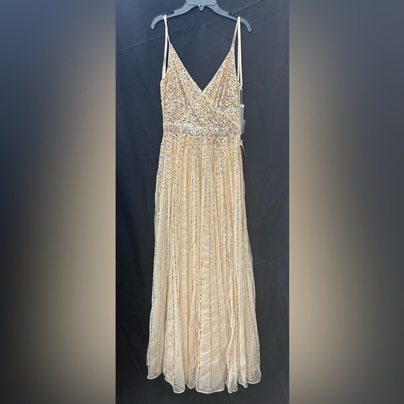 Mac Duggal 10928 NWT SEQUINED SLEEVELESS WRAP OVER A LINE GOWN - Picture 5 of 8